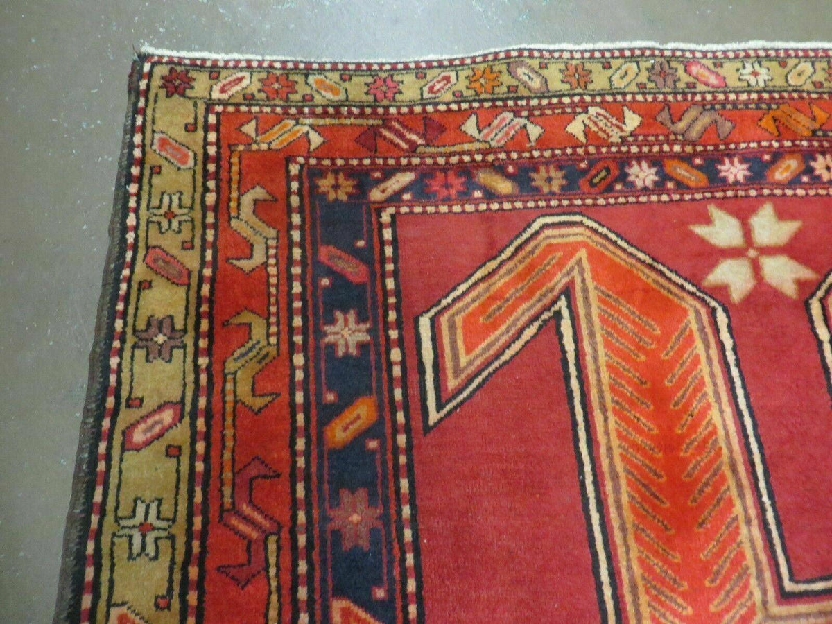 4' 10" X 11' Antique Handmade Turkish Kazak Wool Rug SHIELD Hand Knotted Red - Jewel Rugs, view 4