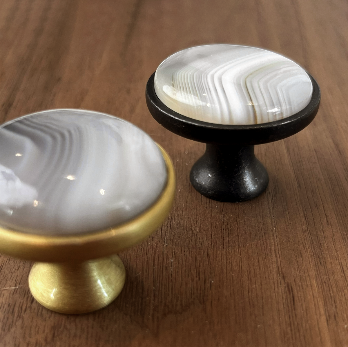 White & Grey Agate Cabinet Knob - Source by Studio Skara, view 4