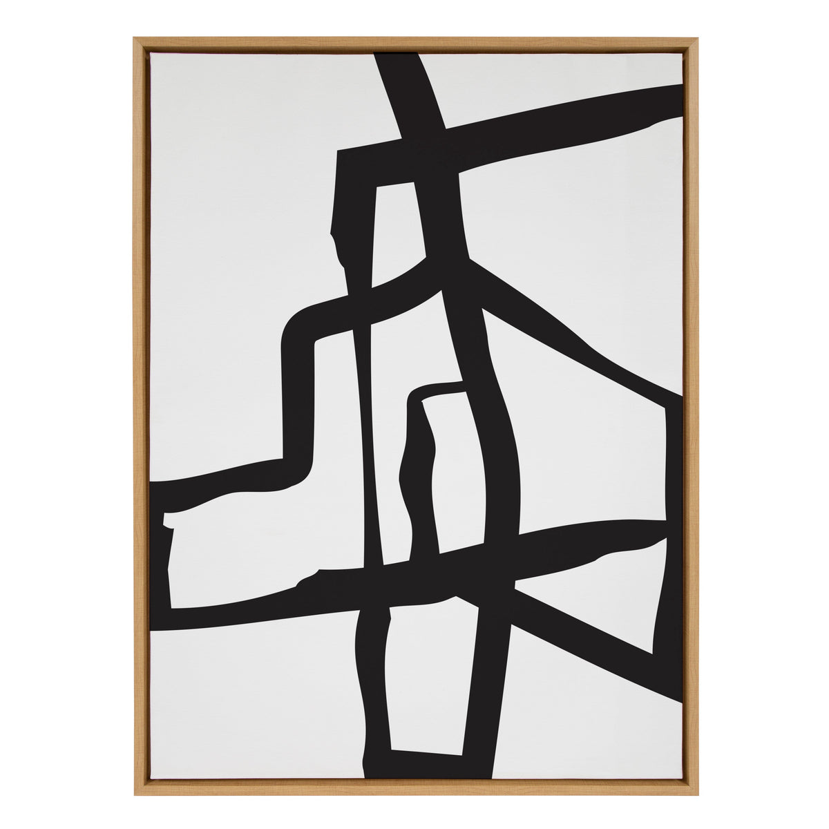 Sylvie Bold Sophisticated Abstract Black Stroke Framed Canvas by The Creative Bunch Studio