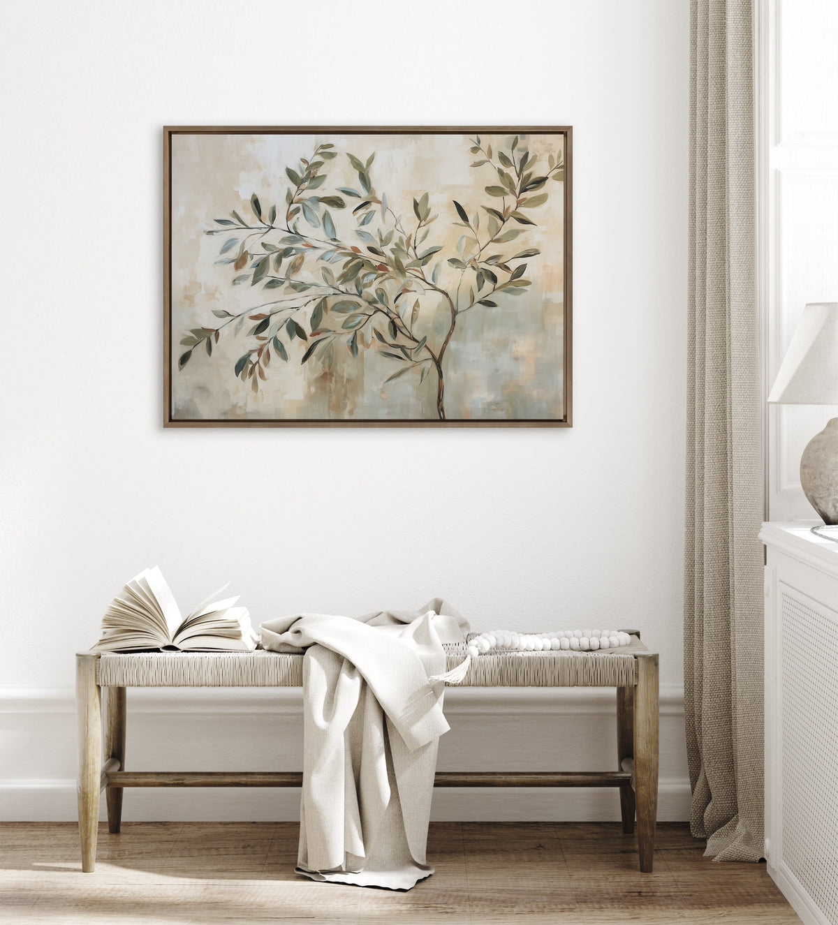 Sylvie Olive Tree Abstract Framed Canvas by The Creative Bunch Studio