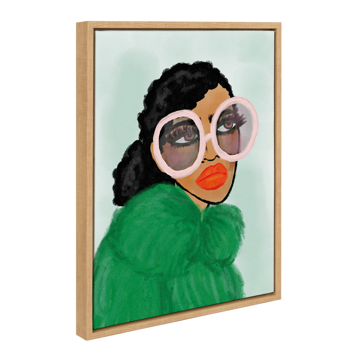 Sylvie Green Coat Framed Canvas by Kendra Dandy of Bouffants and Broken Hearts