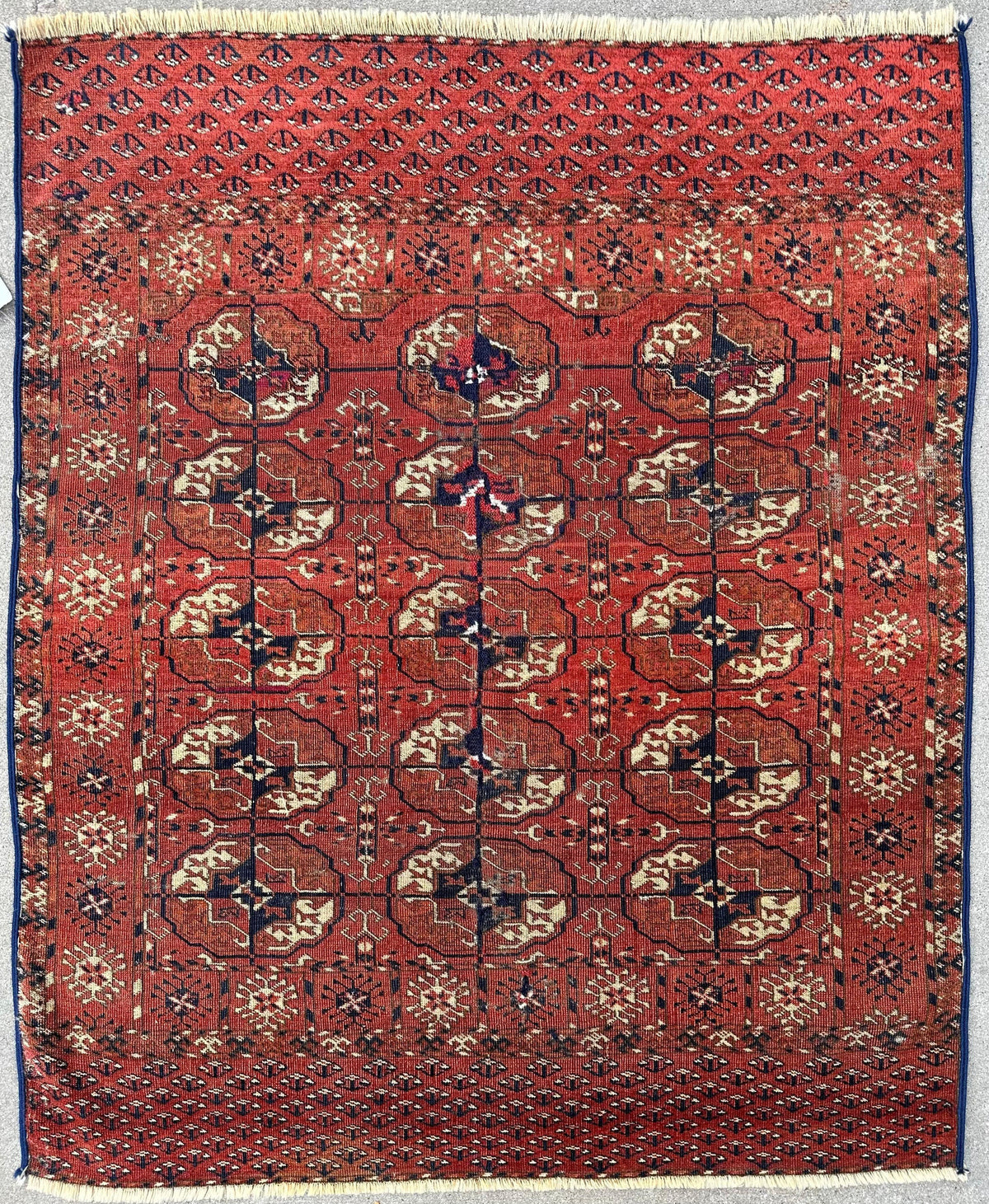 Antique Tekke Rug 3x4 | Rust, Ivory & Navy | Wool - Rugistan, view 2