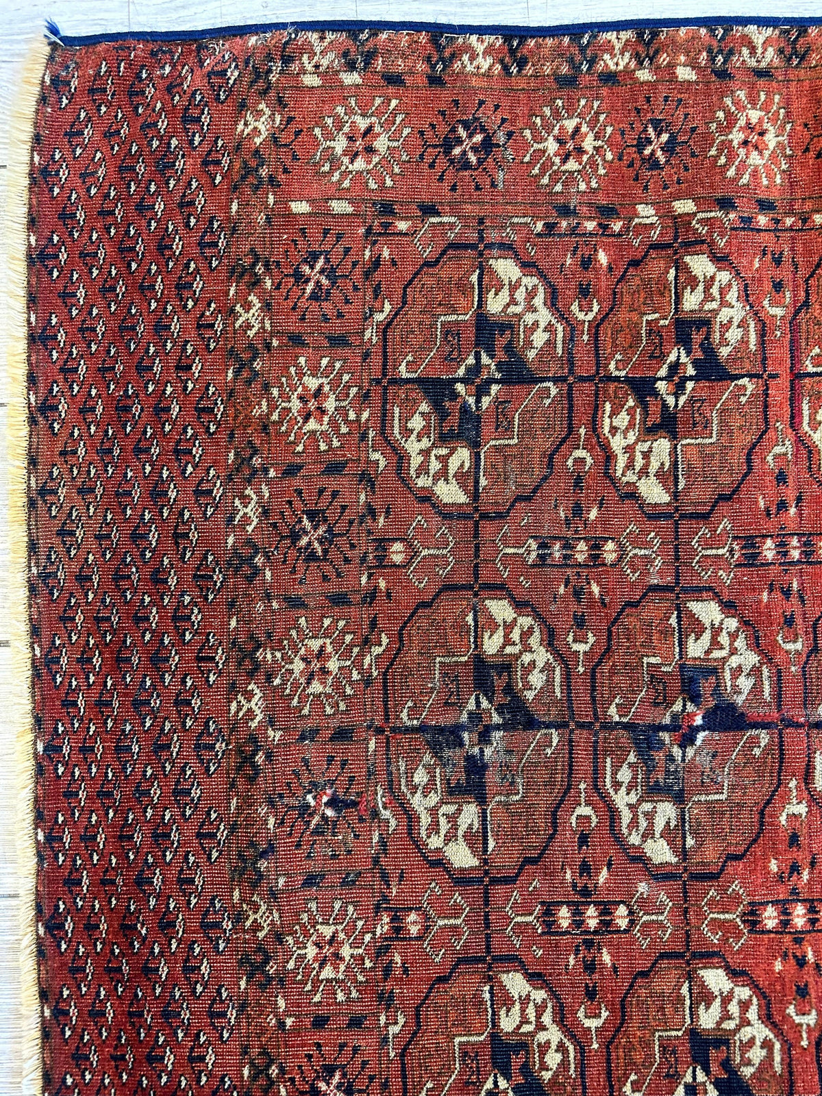 Antique Tekke Rug 3x4 | Rust, Ivory & Navy | Wool - Rugistan, view 5