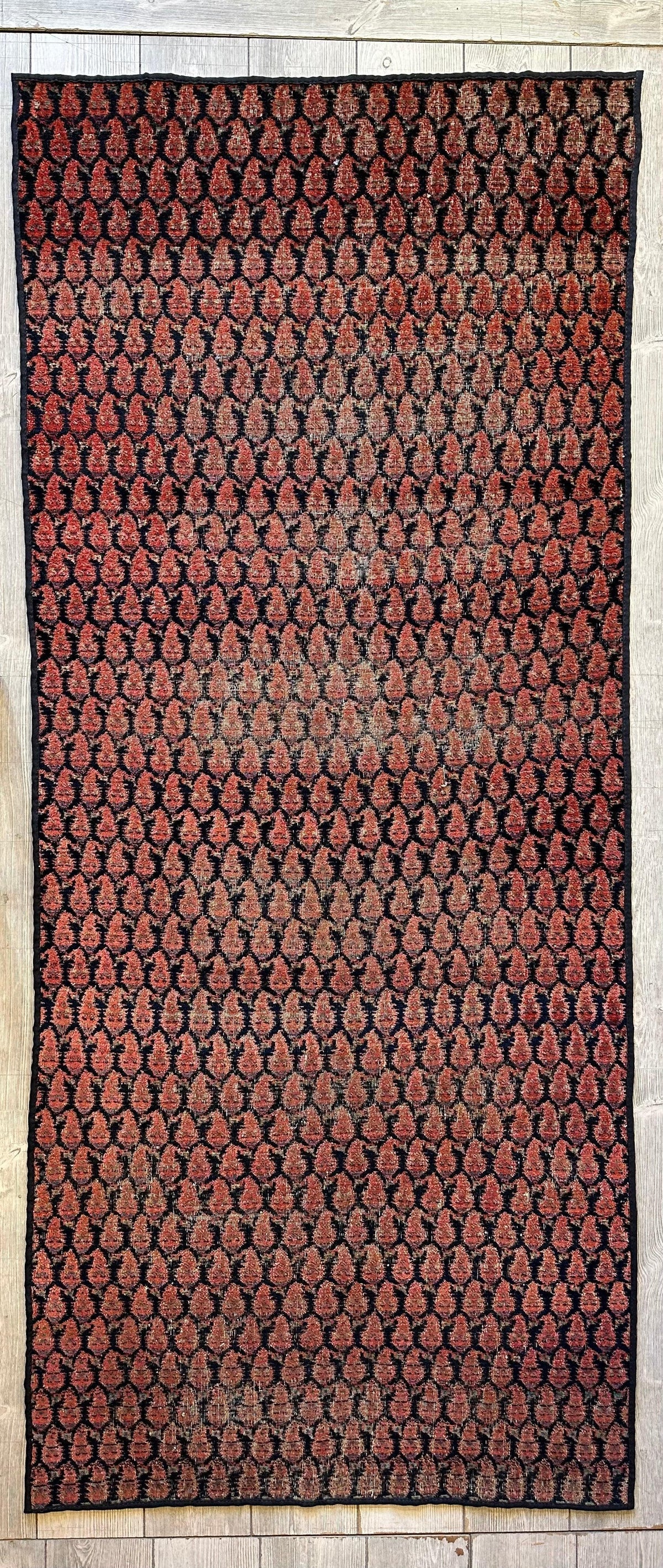 Antique Persian Kurdish Runner 3x8 | Red, Navy & Pink | Hand-Knotted Wool - Rugistan, view 4