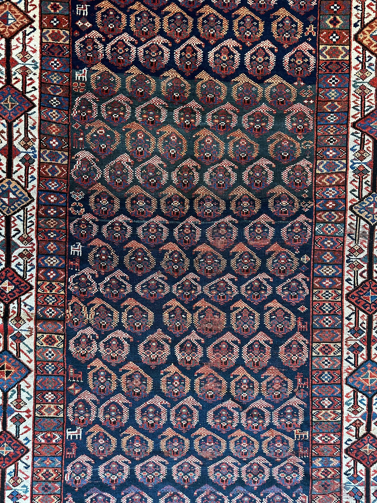 Antique Persian Afshar Rug 4x9 | Navy, Ivory & Red | Hand-Knotted Wool - Rugistan, view 2