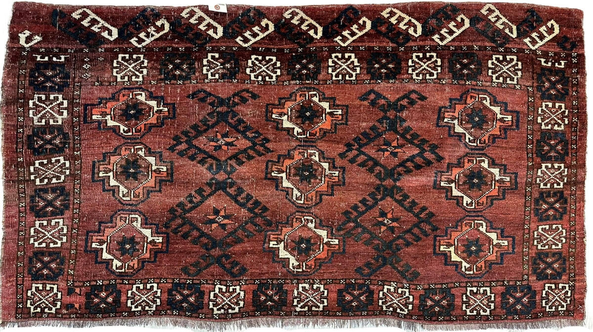Antique Kizil Ayak Bag Face 3x5 | Rust, Brown & Ivory | Hand-Knotted Wool - Rugistan