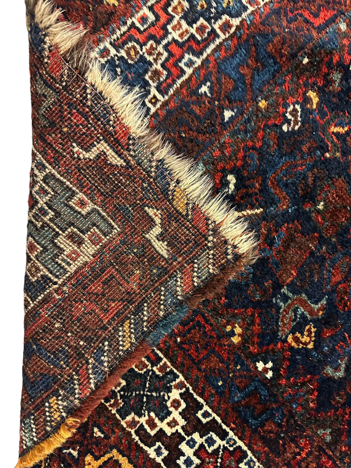 Antique Persian Rug 4x6 | Navy, Rust & Ivory | Hand-Knotted Wool - Rugistan, view 11