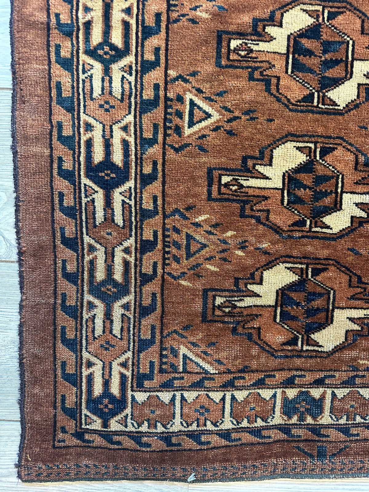 Antique Tekke Bag Face 3x4 | Brown, Rust & Ivory | Hand-Knotted Wool - Rugistan, view 10