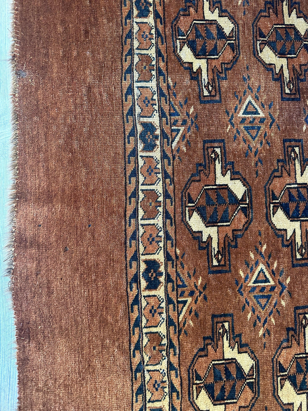 Antique Tekke Bag Face 3x4 | Brown, Rust & Ivory | Hand-Knotted Wool - Rugistan, view 11
