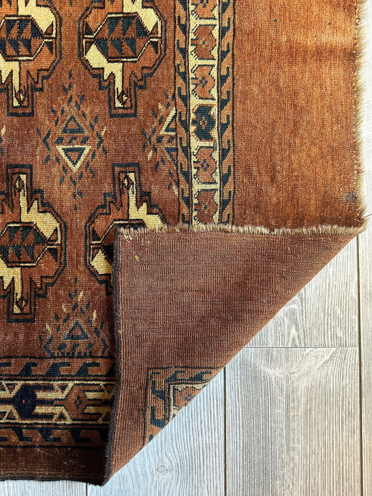 Antique Tekke Bag Face 3x4 | Brown, Rust & Ivory | Hand-Knotted Wool - Rugistan, view 12