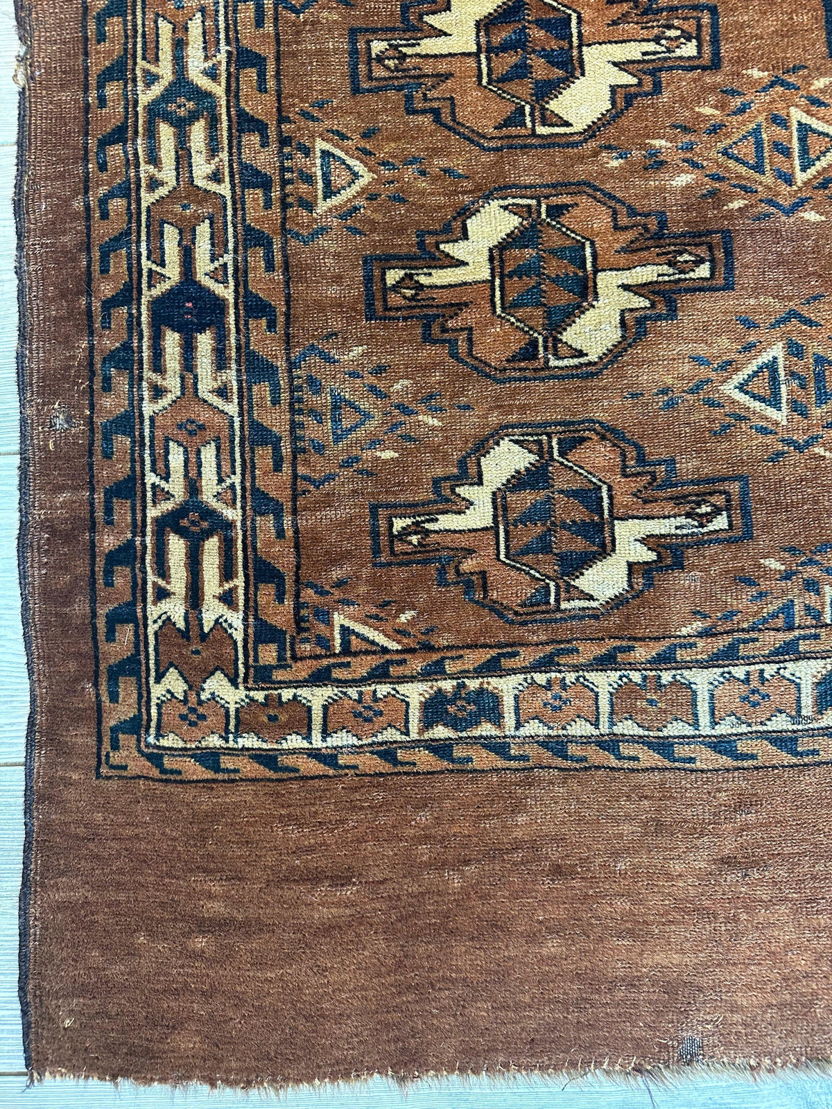 Antique Tekke Bag Face 3x4 | Brown, Rust & Ivory | Hand-Knotted Wool - Rugistan, view 7