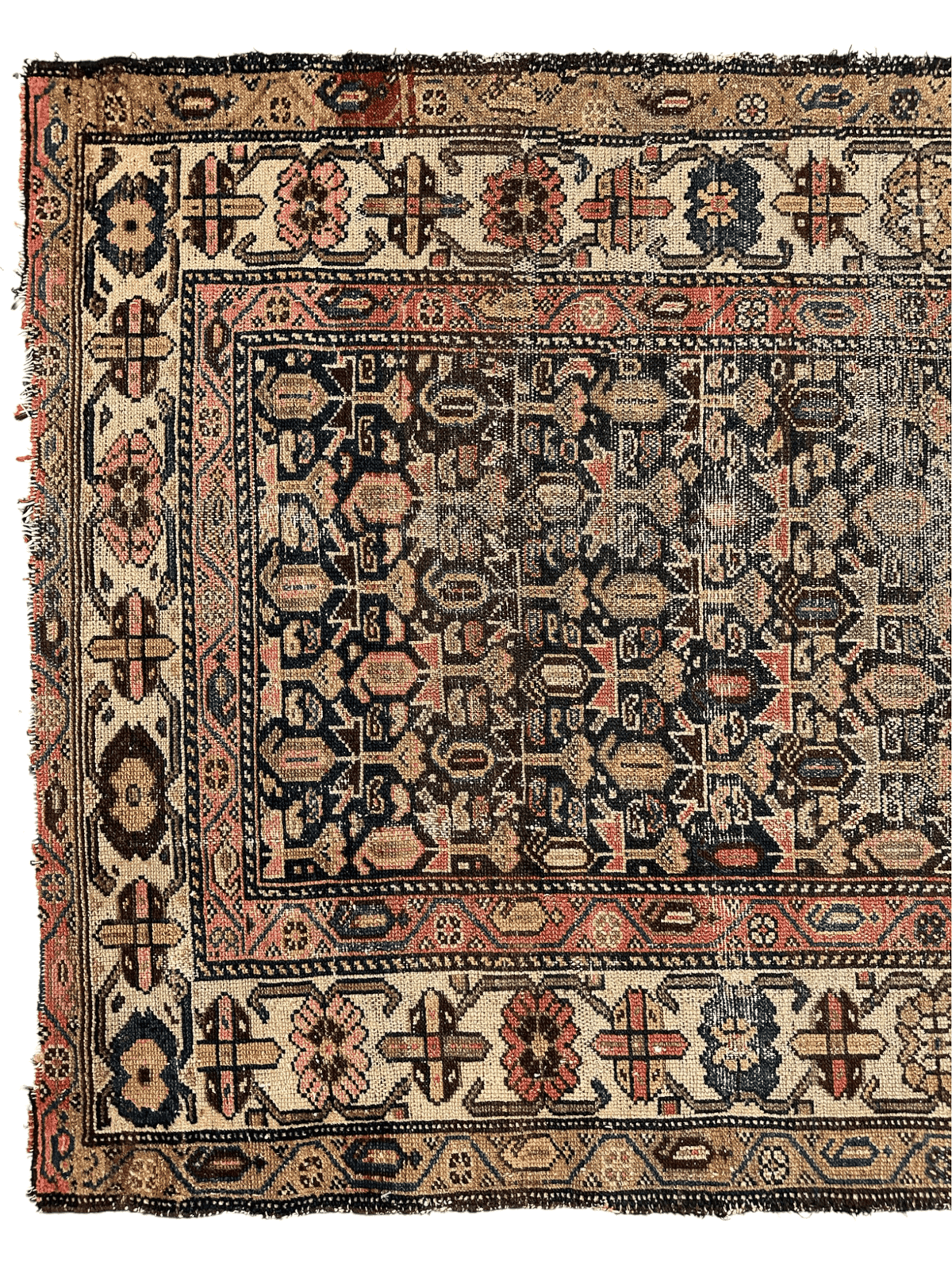 Antique Persian Malayer Rug 3x6 | Navy, Ivory & Beige | Hand-Knotted Wool - Rugistan, view 3