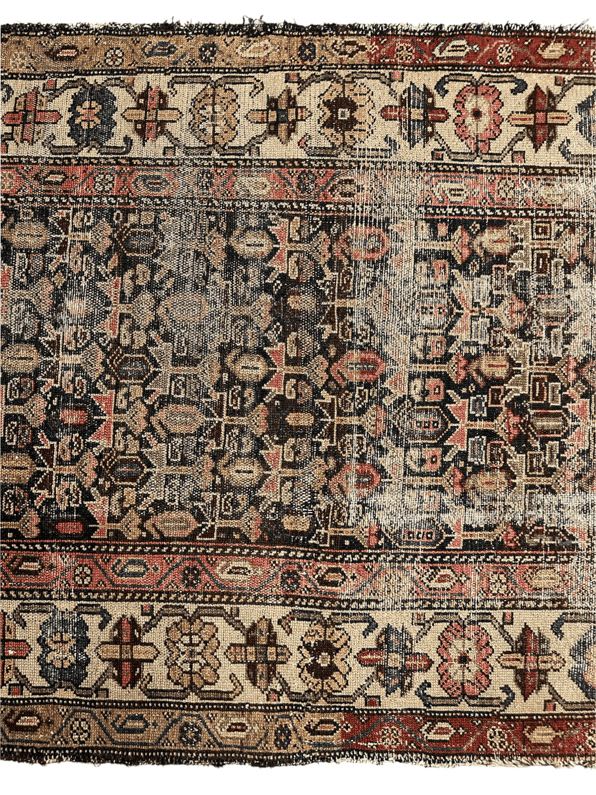Antique Persian Malayer Rug 3x6 | Navy, Ivory & Beige | Hand-Knotted Wool - Rugistan, view 4