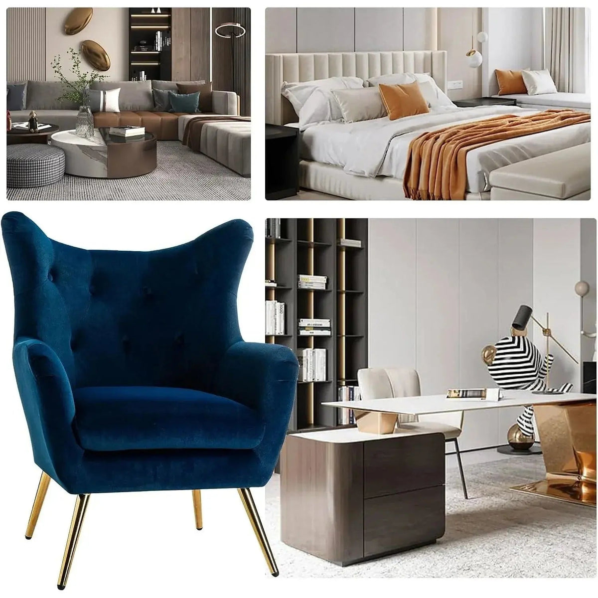 Arm Chair - Luxurious Velvet Blue