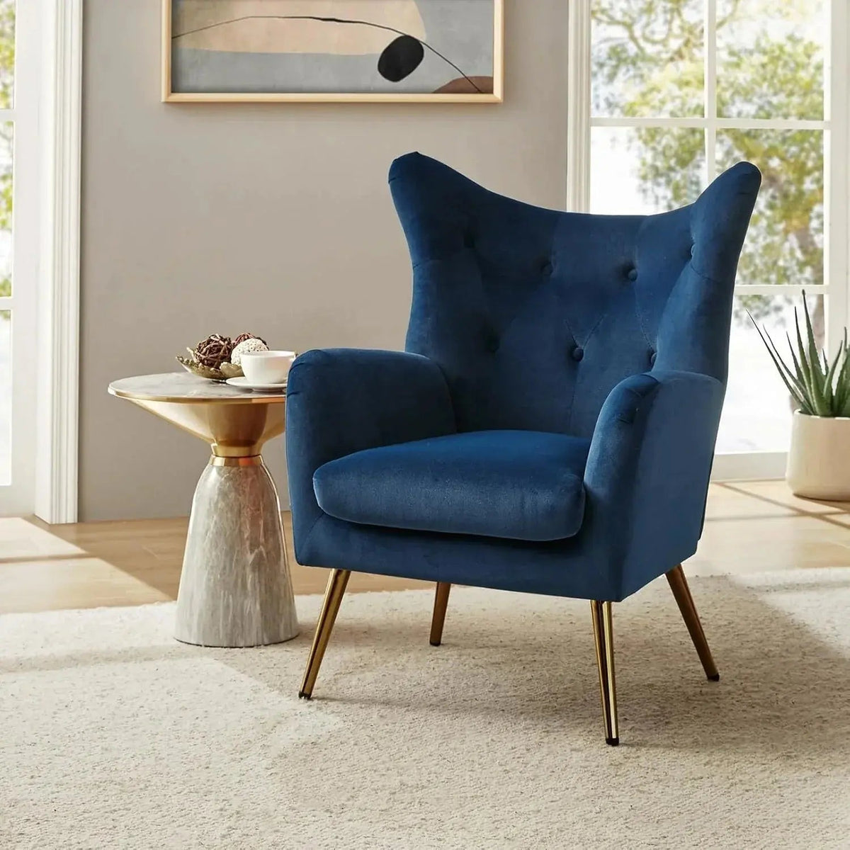 Arm Chair - Luxurious Velvet Blue