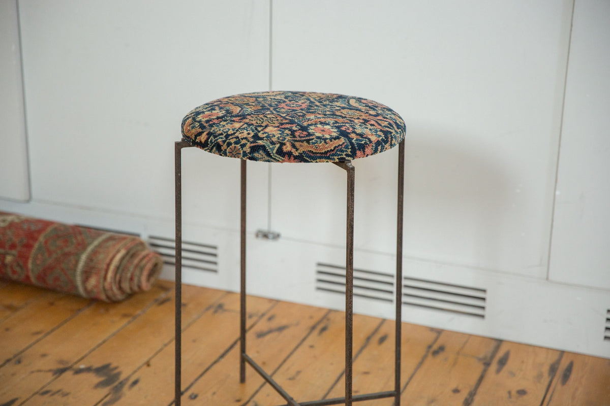 Reclaimed Antique Rug Fragment Side Table Stand 1 of 7