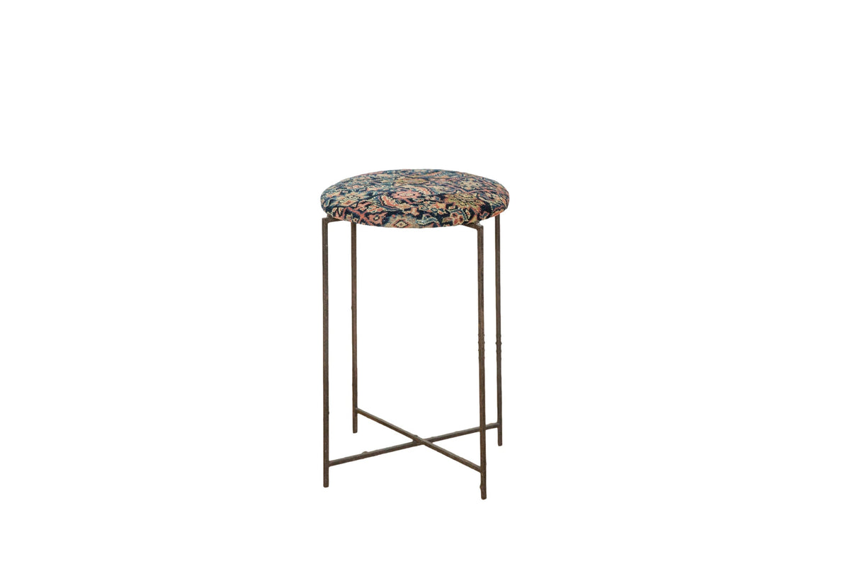 Reclaimed Antique Rug Fragment Side Table Stand 3 of 7
