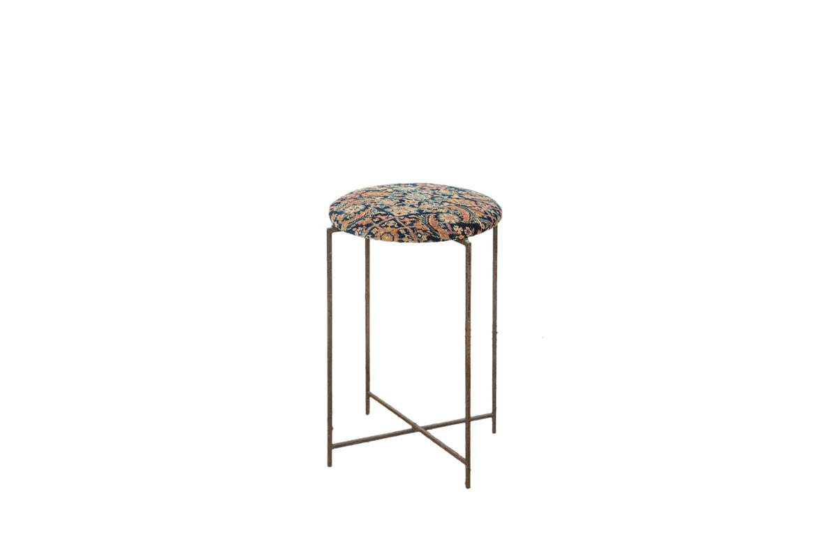 Reclaimed Antique Rug Fragment Side Table Stand 7 of 7