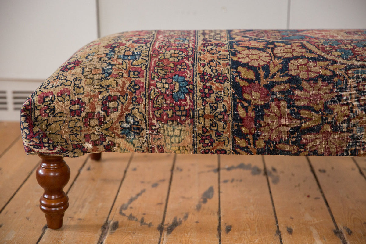 Antique Persian Kerman Rug Ottoman Coffee Table