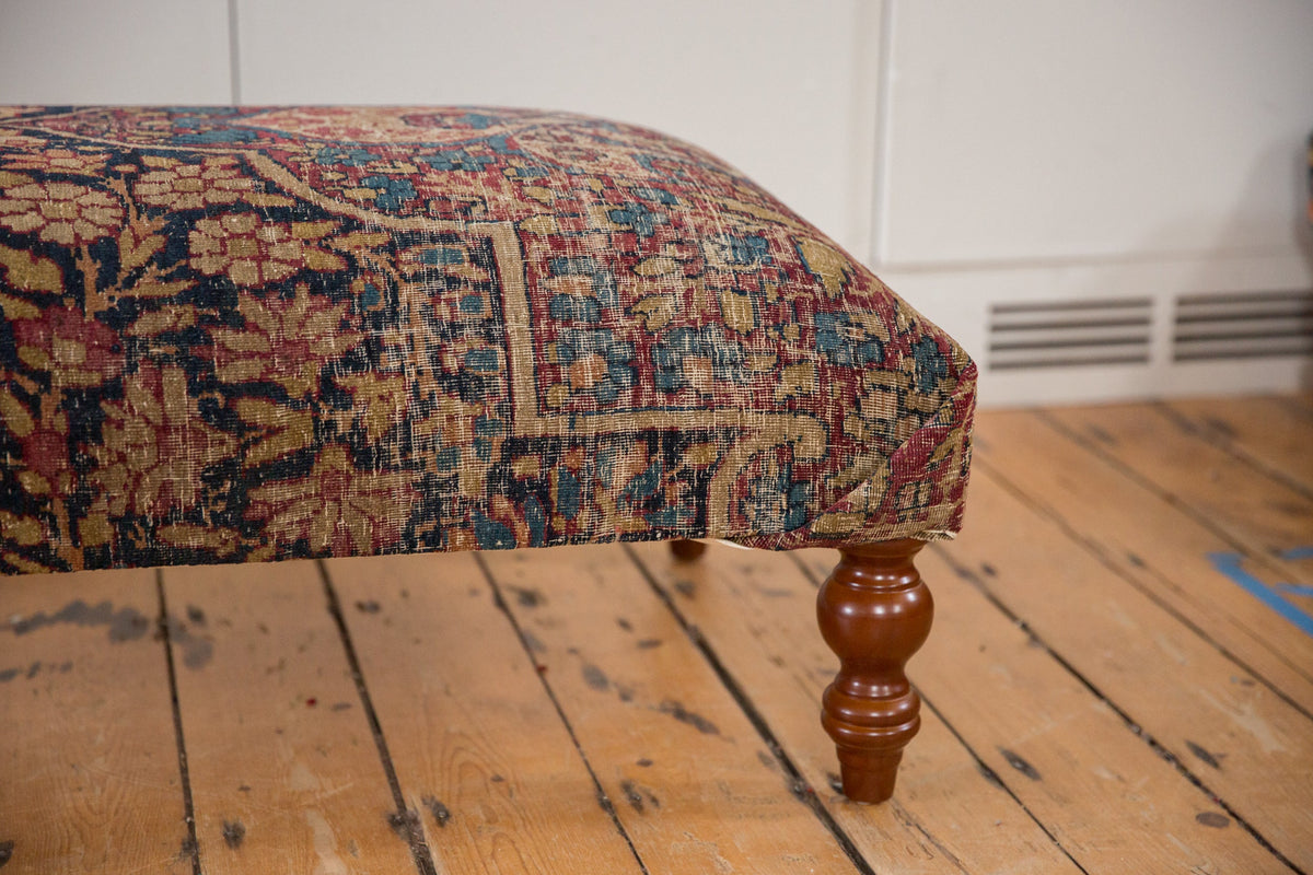Antique Persian Kerman Rug Ottoman Coffee Table
