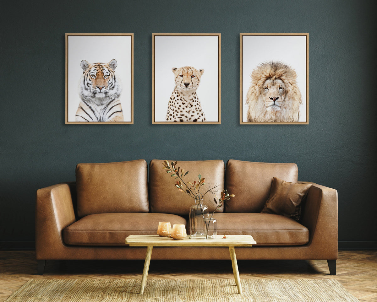Sylvie Tiger Portrait Framed Canvas by Amy Peterson Art Studio
