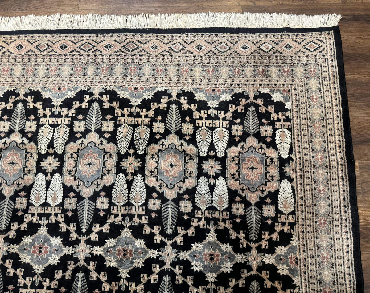 Turkoman Bokhara Rug 6x9, Pakistani Carpet, Black, Hand Knotted - Jewel Rugs, view 8