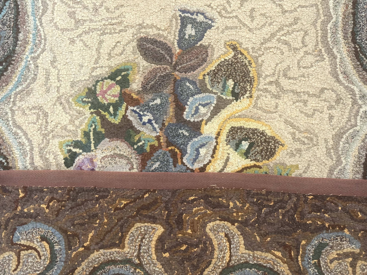 Antique American Hooked Rug 3 x 4.6, Vintage, Floral - Jewel Rugs, view 12