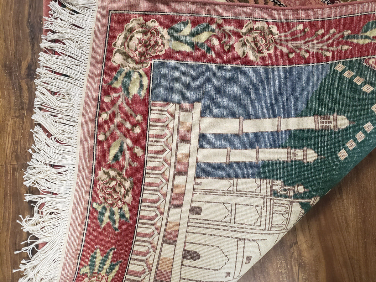 Vintage Small Pictorial Lovers Rug 2.5 x 4, Taj Mahal Indo Persian Rug, Wool Hand-Knotted Indian Rug, King & Queen, Layla and Majnun - Jewel Rugs, view 11
