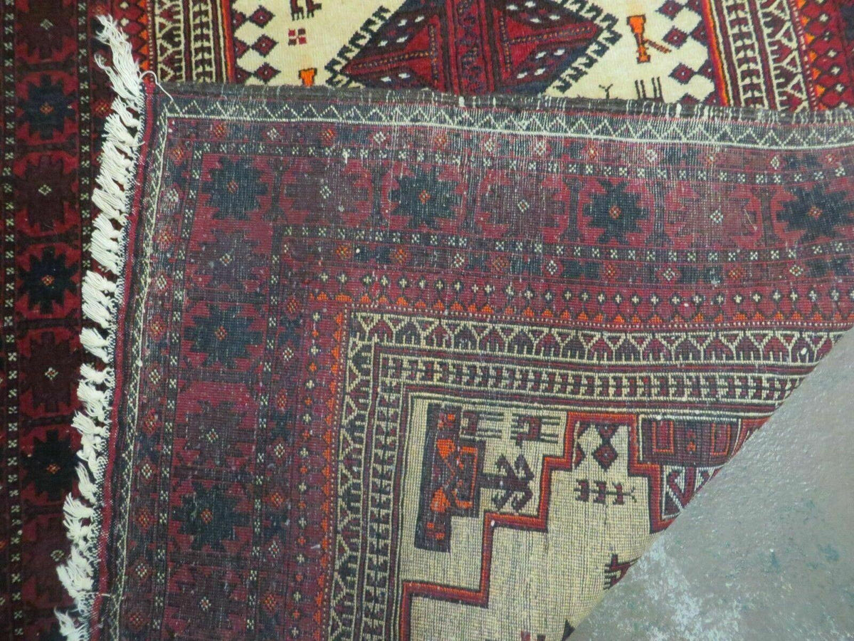 4' X 7' Vintage Handmade Pakistan Turkoman Bokhara Balouch Woven Wool Rug Nice - Jewel Rugs, view 10
