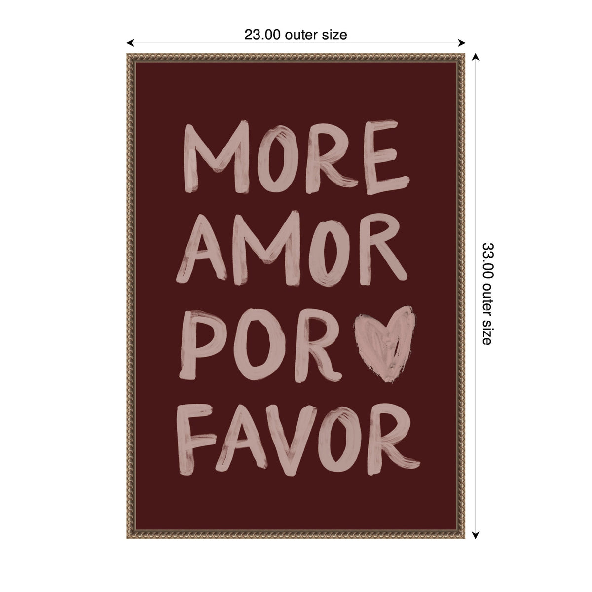 More Amor Por Favor Hand Painted Typography Maroon by Lucky Guava Framed Canvas Wall Art Print