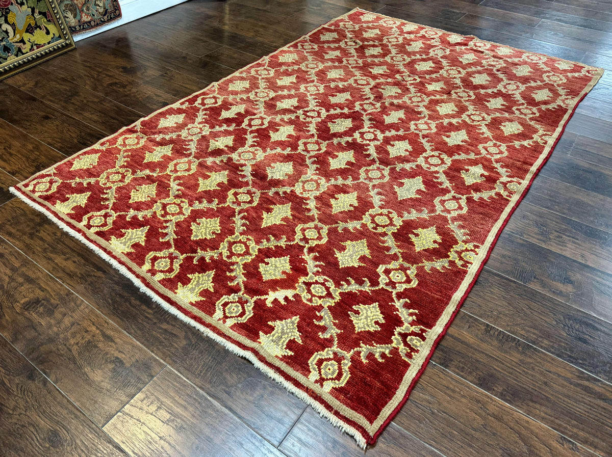 Modern Turkish Oushak Rug 5x8, Brick Red - Jewel Rugs, view 3