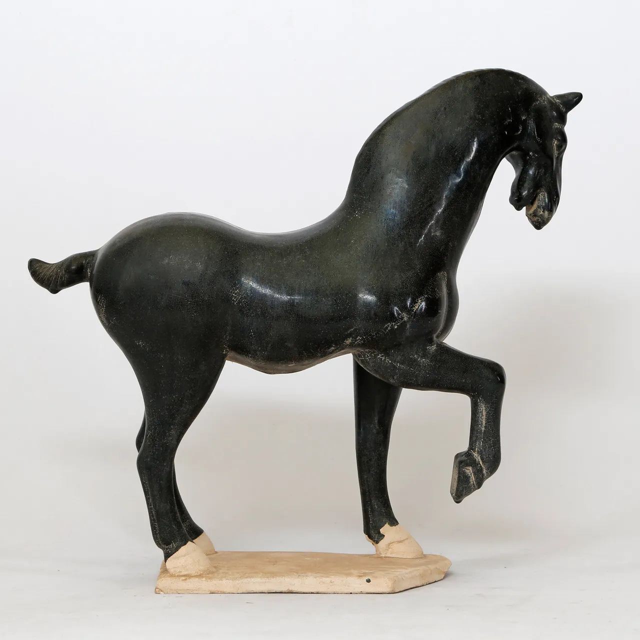 Terra Cotta Tang Horse Hoof Up, Black Glazed image 3