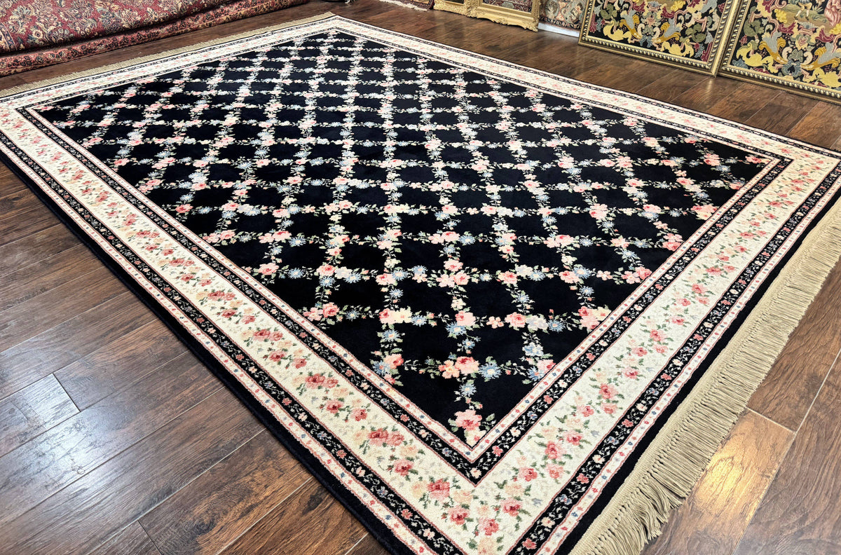 Karastan Rug 8.8 x 12, Garden of Eden #509/1270, Ebony Trellis, Vintage Discontinued Wool Pile Karastan Carpet - Jewel Rugs, view 13
