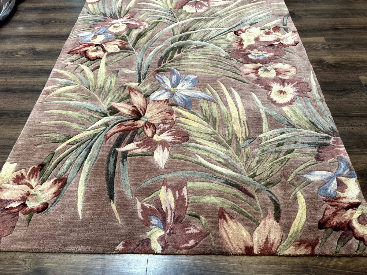 Hand Tufted Floral Rug 5x8, Light Rose Wool Carpet - Jewel Rugs, view 6