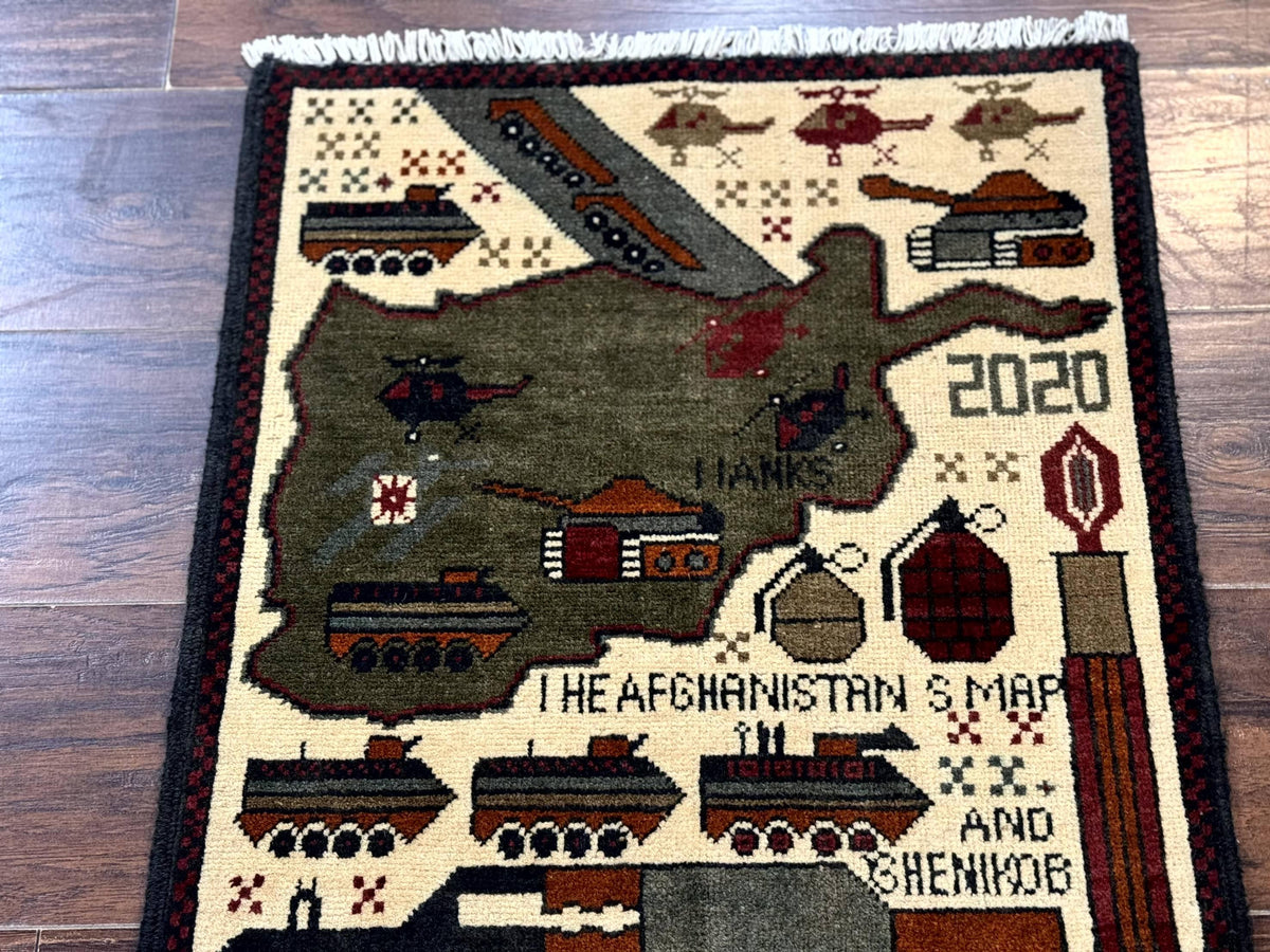 Afghan War Rug, Tanks Helicopters Guns - Jewel Rugs, view 13