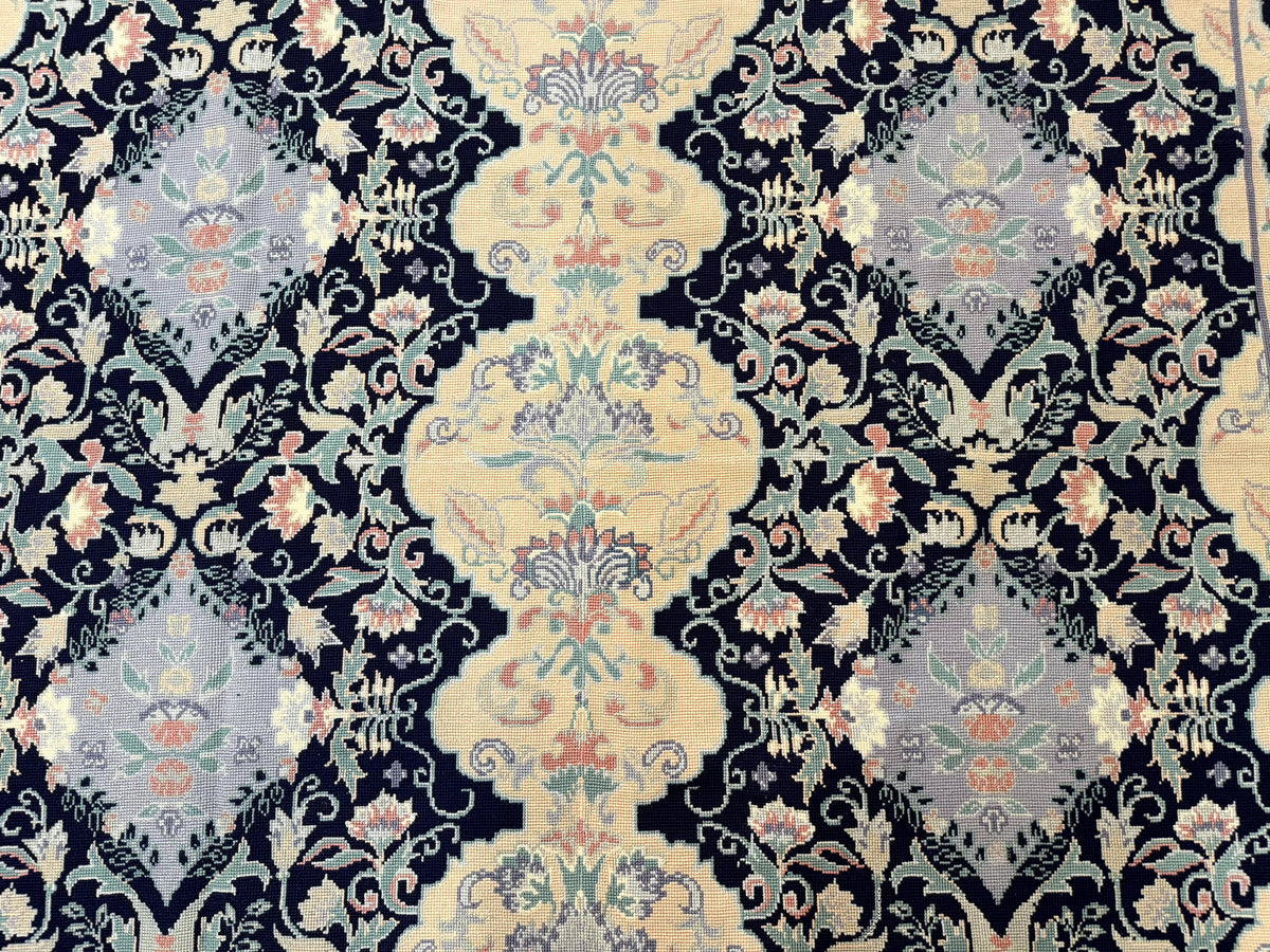 Needlepoint Rug 6x9, Ivory and Navy Blue - Jewel Rugs, view 5