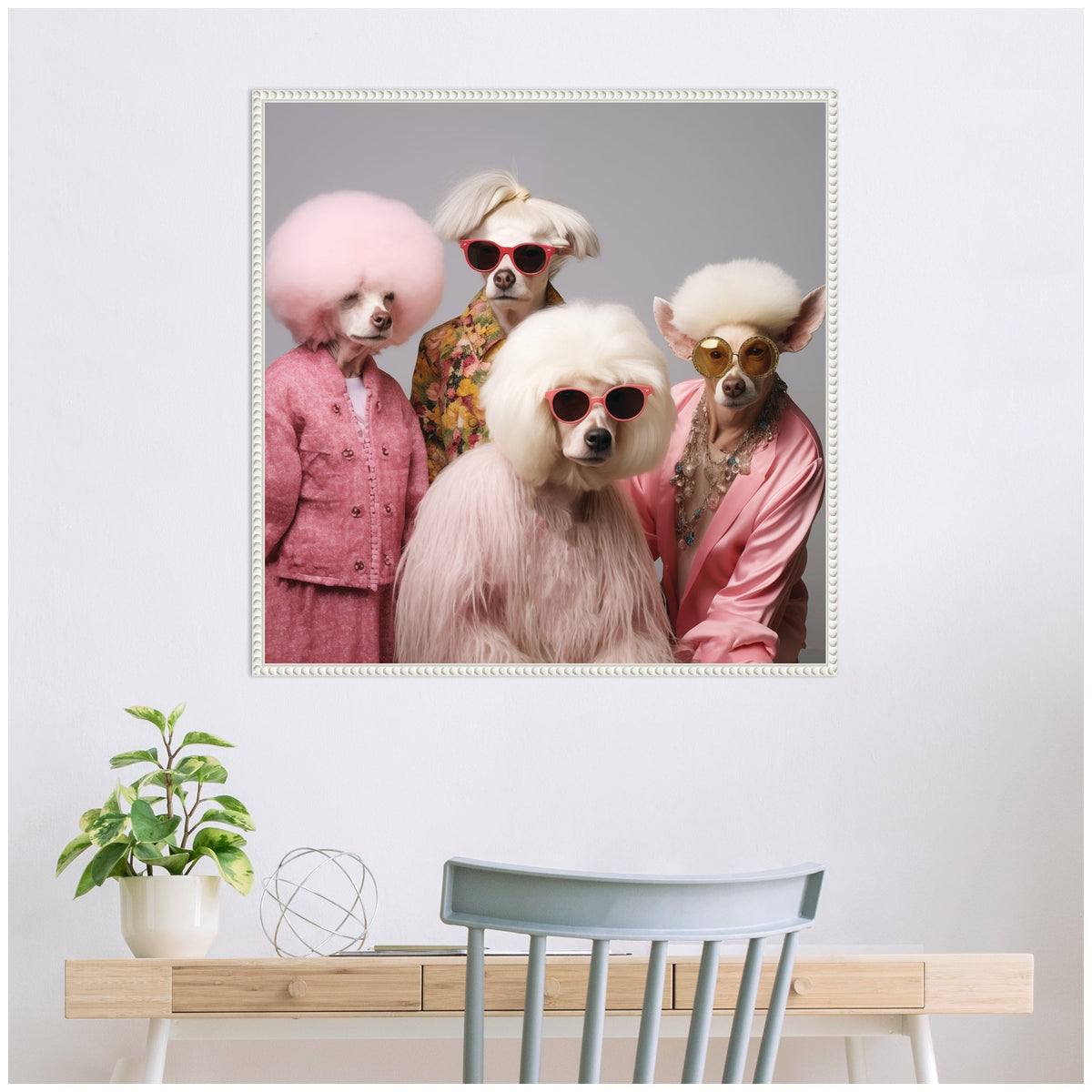 Sylvie Golden Lady Dogs Framed Canvas by The Creative Bunch Studio
