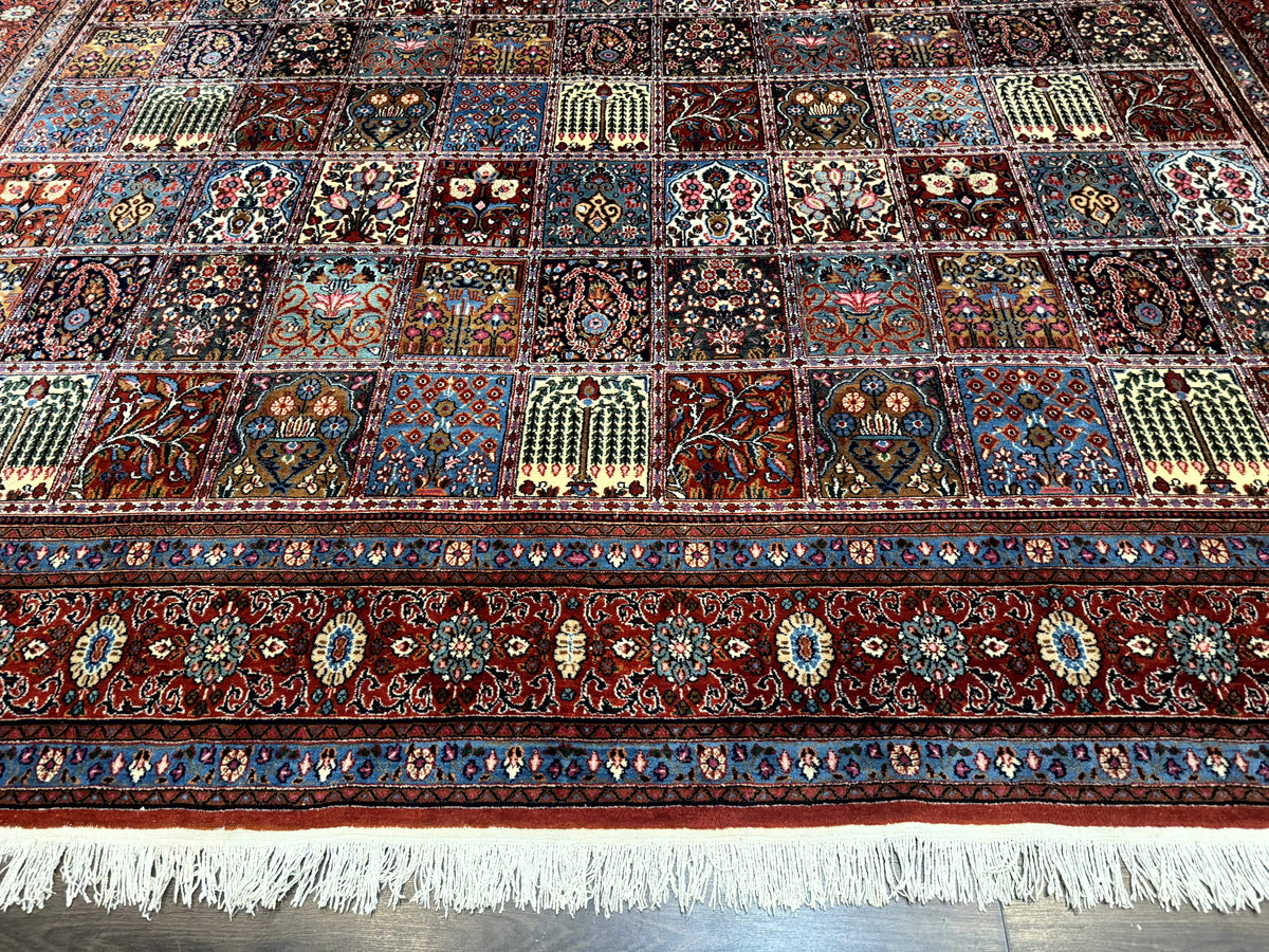 Wonderful Persian Qum Rug 10x13, Panel Design, Fine 260 KPSI, Signed, Red Multicolor - Jewel Rugs, view 5