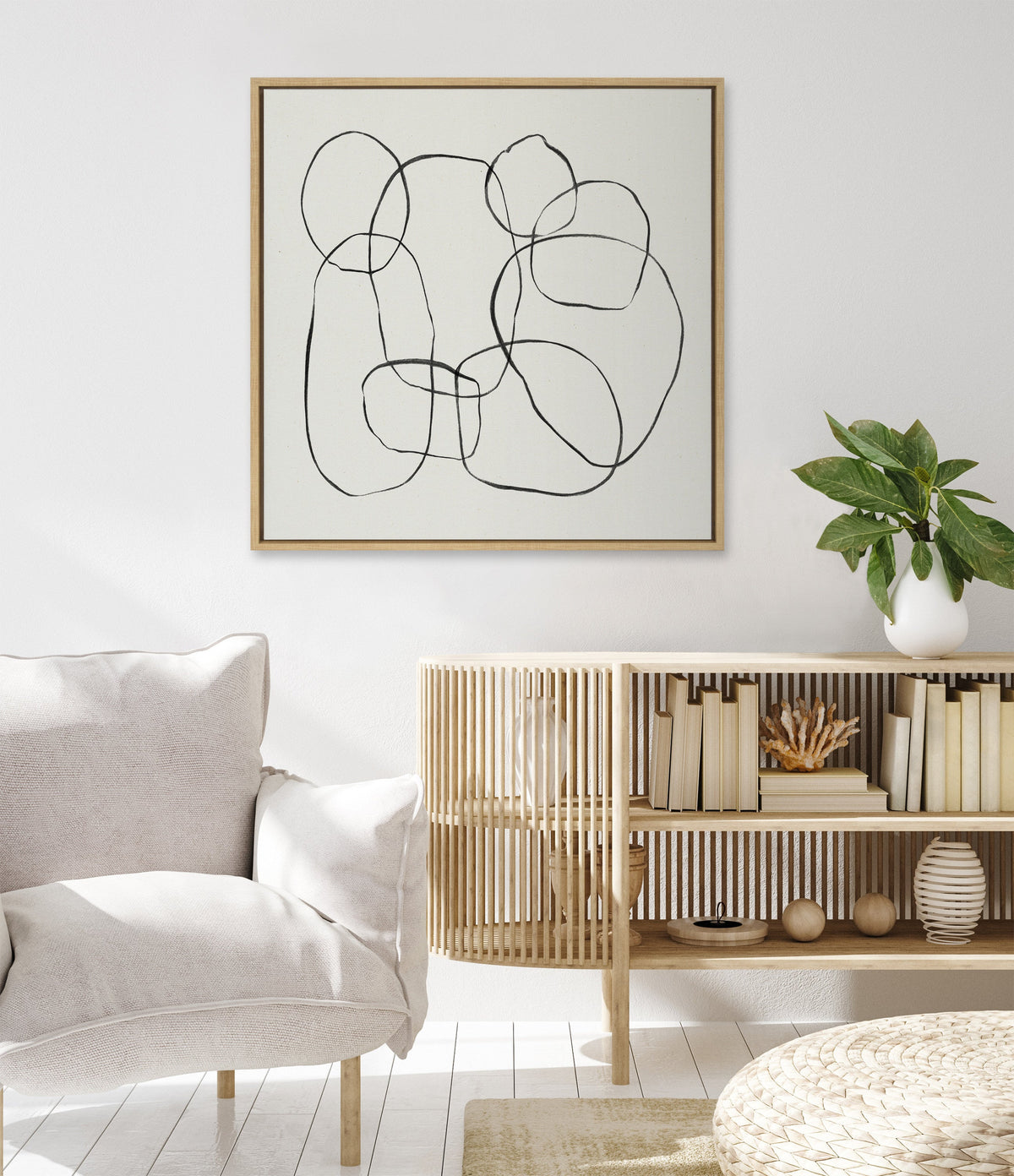 Sylvie Dancing Circles Framed Canvas by Teju Reval