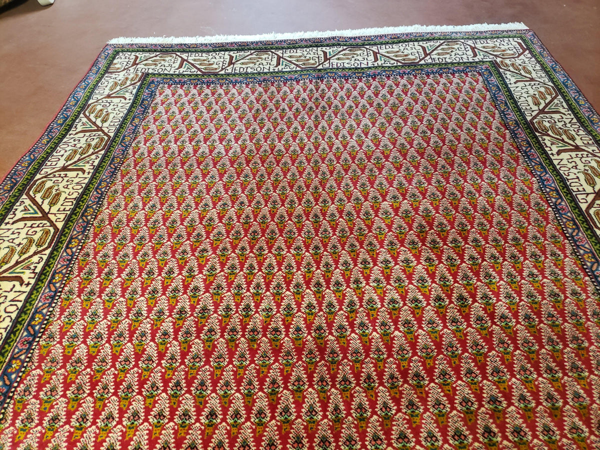 6x9 Finely Woven Turkish Tribal Rug, Boteh/Paisley Pattern, Red & Beige Area Rug, Vintage Wool Carpet, Entryway Rug, Hand-Knotted Foyer Rug - Jewel Rugs, view 12