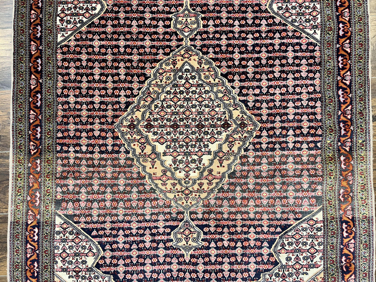 Afghan Rug 4x5, Wool with Silk Highlights, Very Fine Hand Knotted Vintage Oriental Carpet, Herati Pattern, Persian Rug, Bidjar Rug, 400 KPSI - Jewel Rugs, view 4