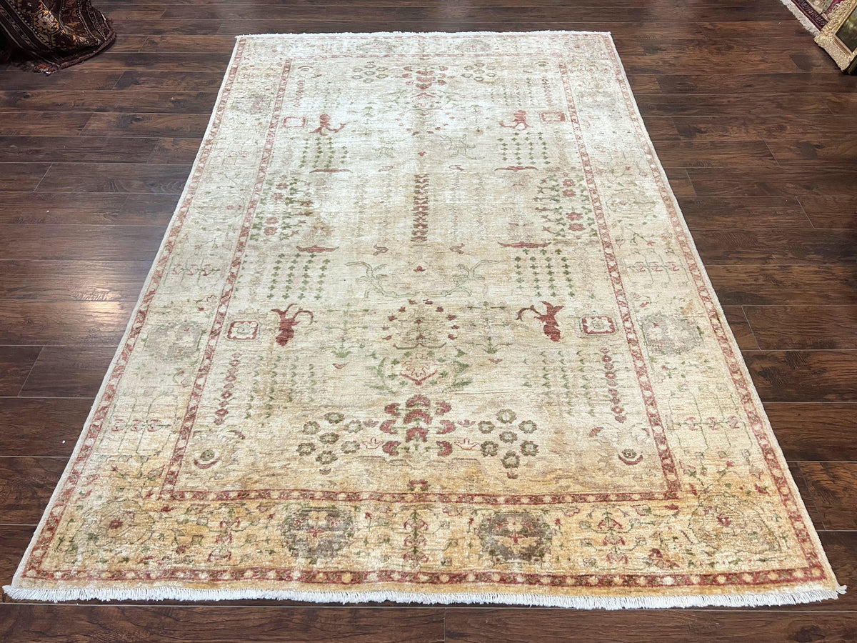 Pakistani Oushak Rug 6 x 9.6, Handmade Wool Peshawar Carpet, Farmhouse Rug - Jewel Rugs, view 2