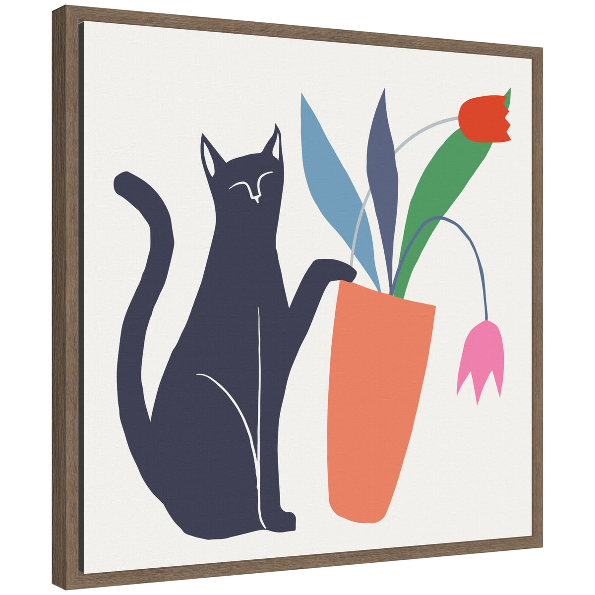 Sylvie Cat Vase 6 Framed Canvas by Hannah Beisang