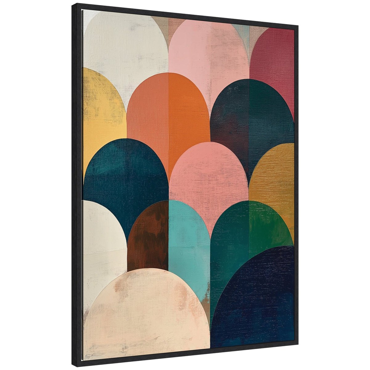 Sylvie Minimalist Geometric Abstract Jewel Tone Framed Canvas by The Creative Bunch Studio