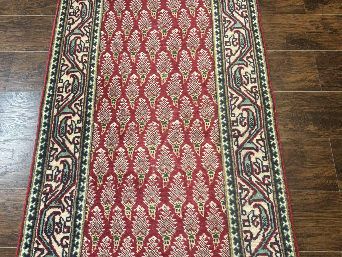 Persian Tabriz Runner Rug 3x16, Paisley Boteh Design, Red and Cream, Rug for Hallway, 16ft Wool Runner - Jewel Rugs, view 5