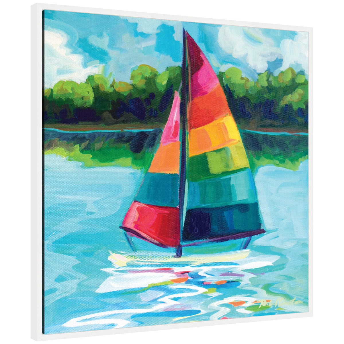 Sylvie Sunday Sailing Framed Canvas by Rachel Christopoulos