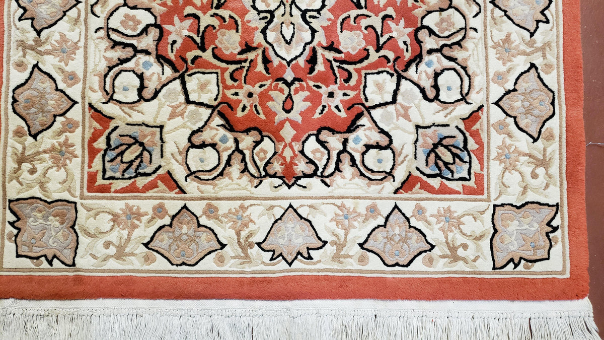 3x5 Red Chinese Plush Rug, Hand Knotted Soft Wool Carpet, Medallion Rug, Fine Vintage Rug, 120 Line, Small Area Rug - Jewel Rugs, view 9