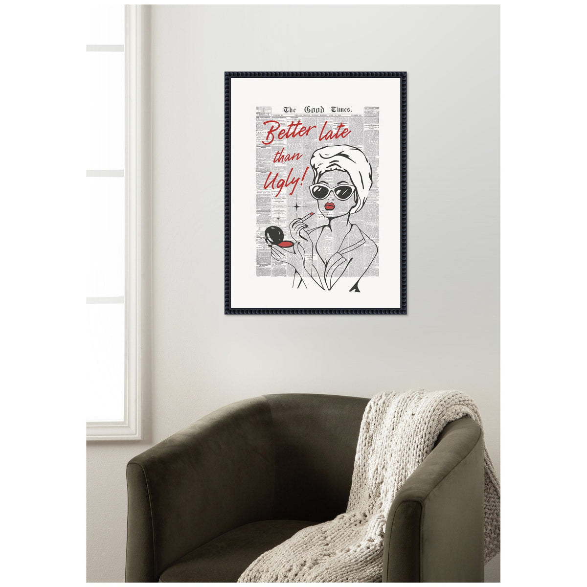 Better Late Than Ugly Newspapers by Honey Island Studio Framed Canvas Wall Art Print