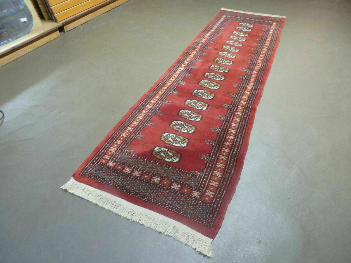2' 8" X 10' Vintage Handmade Bokhara Turkoman Pakistani Wool Runner Rug Nice - Jewel Rugs, view 12