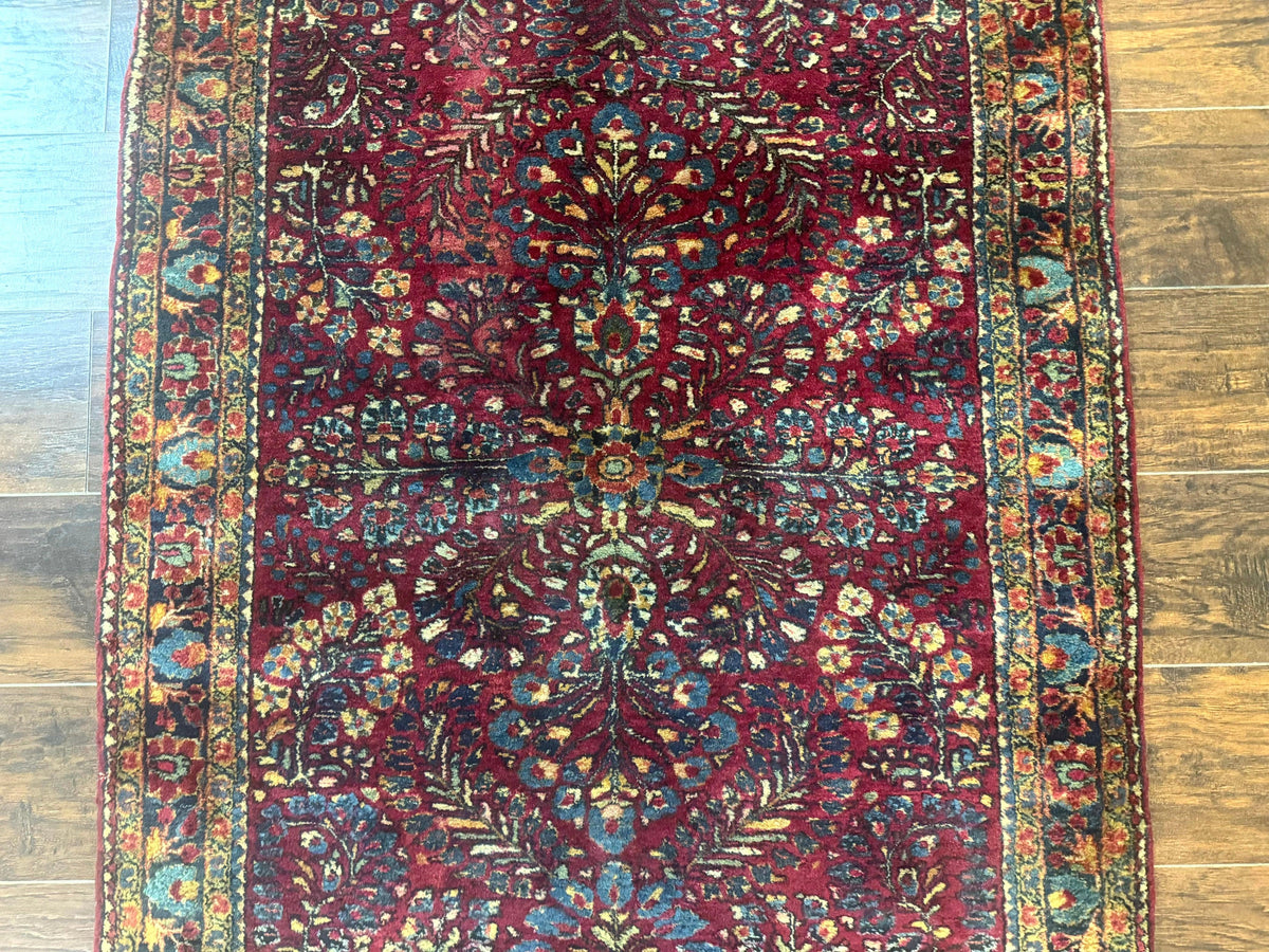 Antique Persian Sarouk Rug 3.6 x 5, Red, 1920s Persian Carpet - Jewel Rugs, view 5